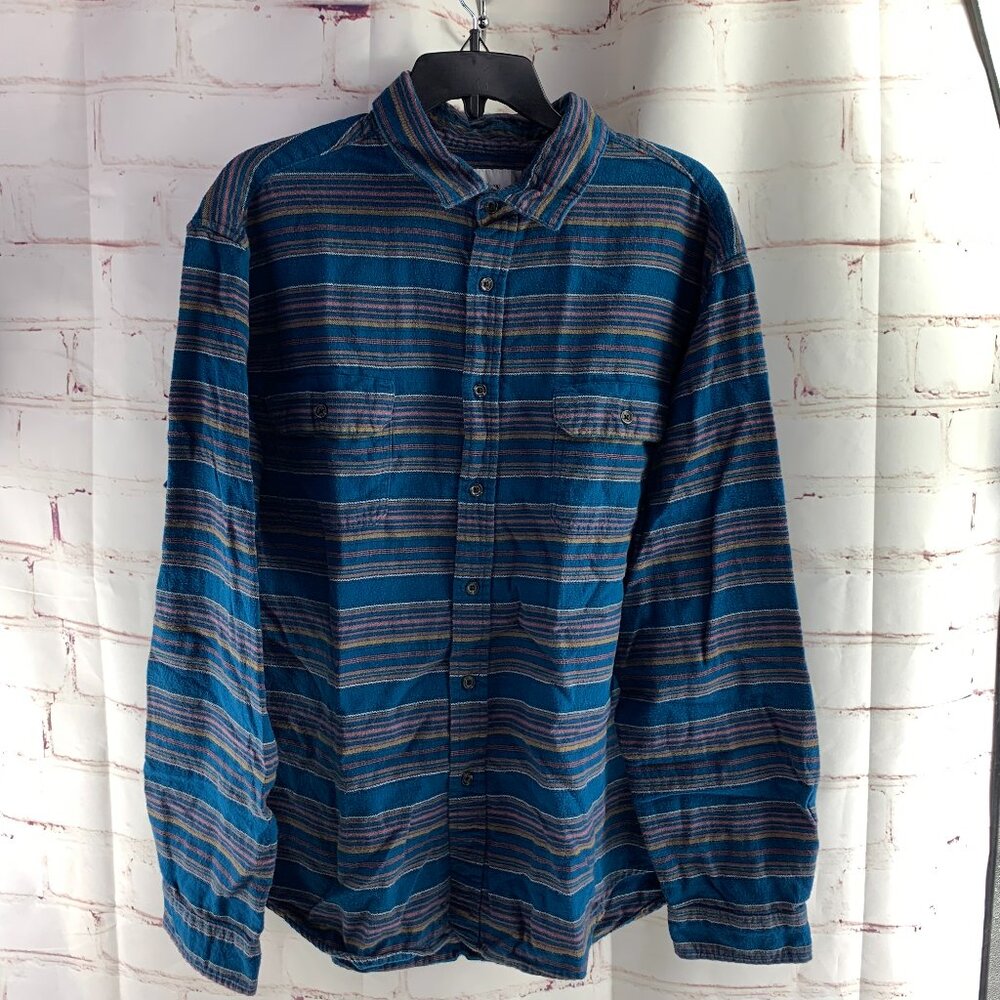 Goodfellow & Co. Blue Striped Men's Flannel XL